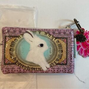Papaya Pink Rabbit Coin Purse with Keyring Charm